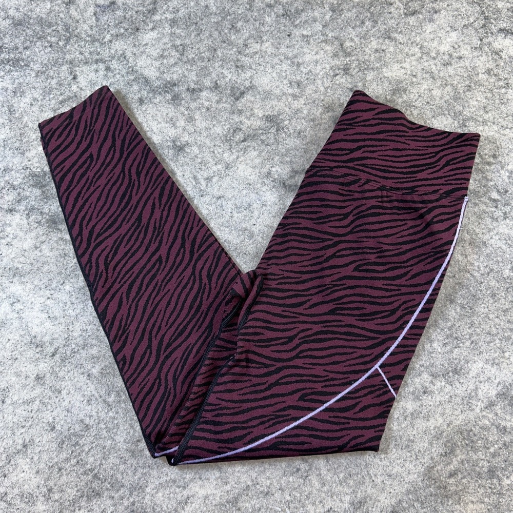 New Victoria's Secret Pink Seamless Leggings Women's Large Maroon Zebra Gym Yoga